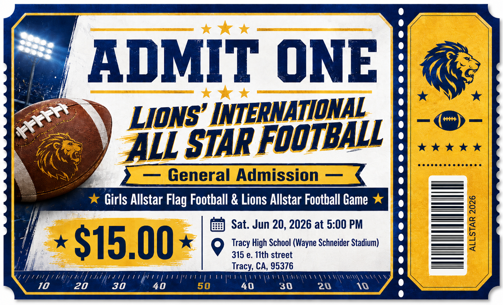 2026 Lions All-Star Football general admission ticket